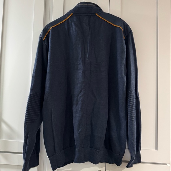 Orvis Navy Blue Wool Mens 1/4 Zip Pullover Jumper with Textured Elbows XL preppy - Picture 6 of 8